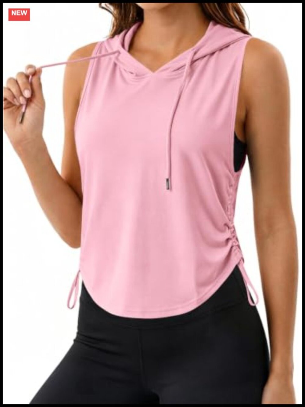 Remidoo Womens Sleeveless Hoodie Tank Top Racerback Drawstring Workout
